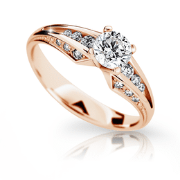 Zlatý zásnubní prsten DLR 2103, růžové zlato, se zirkony