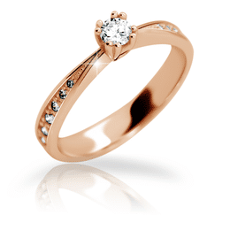 Zlatý zásnubní prsten DLR 2123 z růžového zlata, se zirkony