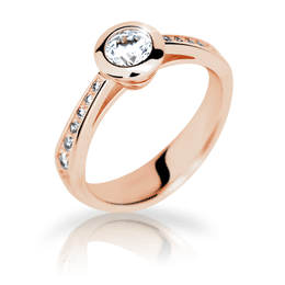 Zlatý zásnubní prsten DLR 2124 z růžového zlata, se zirkony