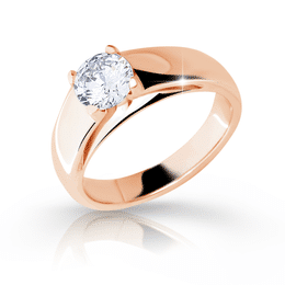 Zlatý zásnubní prsten DLR 2130 z růžového zlata, se zirkonem