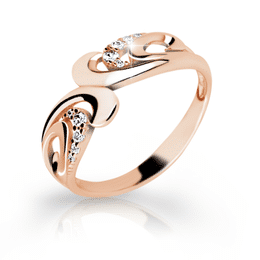 Zlatý prsten DLR 2144 z růžového zlata, se zirkony