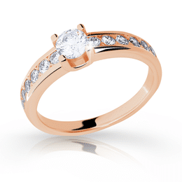 Zlatý zásnubní prsten DLR 2146, růžové zlato, se zirkony