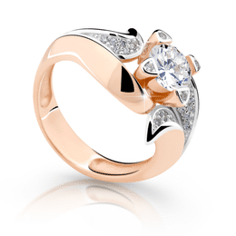 Zlatý prsten DLR 2237 z růžového zlata, se zirkony