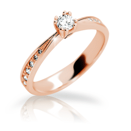 Zlatý zásnubní prsten DLR 2289 z růžového zlata, se zirkony
