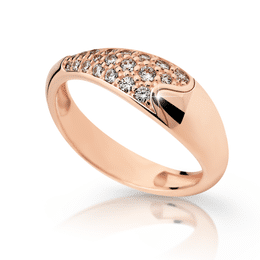 Zlatý zásnubní prsten DLR 2309 z růžového zlata, se zirkony