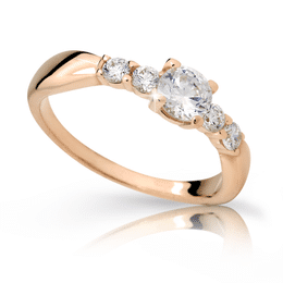 Zlatý zásnubní prsten DLR 2356 z růžového zlata, se zirkony