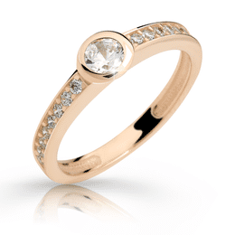 Zlatý zásnubní prsten DLR 2357 z růžového zlata, se zirkony