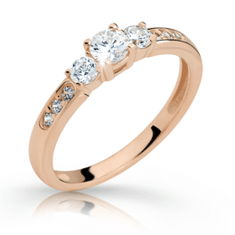 Zlatý zásnubní prsten DLR 2360, růžové zlato, se zirkony
