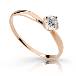 Zlatý zásnubní prsten DLR 2365 z růžového zlata, se zirkonem