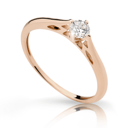 Zlatý zásnubní prsten DLR 2411 z růžového zlata, se zirkonem
