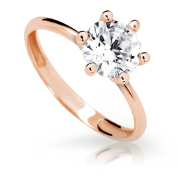 Zlatý zásnubní prsten DLR 2486 z růžového zlata, se zirkonem
