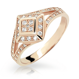 Zlatý prsten DLR 2494 z růžového zlata, se zirkony