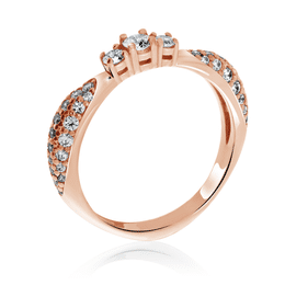 Zlatý prsten DLR 2526 z růžového zlata, se zirkony