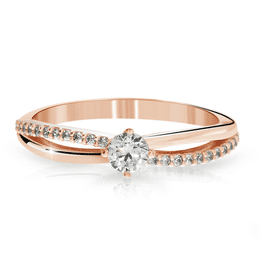 Zlatý zásnubní prsten DLR 2837, růžové zlato, se zirkony