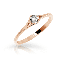 Zlatý zásnubní prsten DLR 2957 z růžového zlata, se zirkonem