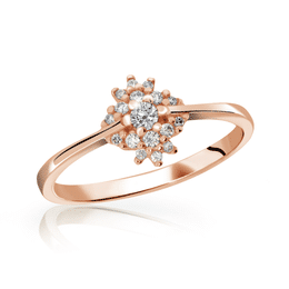 Zlatý zásnubní prsten DLR 3055 z růžového zlata, se zirkony