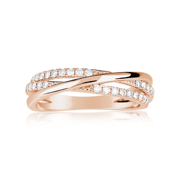 Zlatý dámský prsten DLR 3254 z růžového zlata, se zirkony