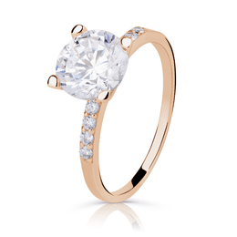 Zlatý dámský prsten DLR 2417 z růžového zlata, se zirkony
