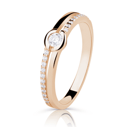 Zlatý zásnubní prsten DLR 2543 z růžového zlata, se zirkony