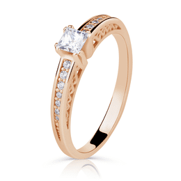 Zlatý zásnubní prsten DLR 2891, růžové zlato, se zirkony