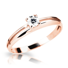 Zlatý zásnubní prsten DF 1272, růžové zlato, s briliantem