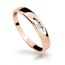 Zlatý prsten DF 1281 z růžového zlata, s briliantem