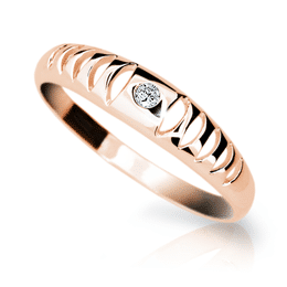 Zlatý dámský prsten DF 1282 z růžového zlata, s briliantem