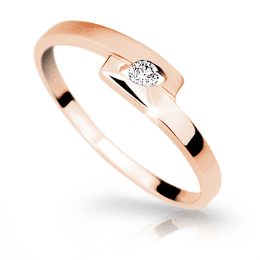 Zlatý prsten DF 1284 z růžového zlata, s briliantem