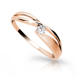 Zlatý prsten DF 1721 z růžového zlata, s briliantem