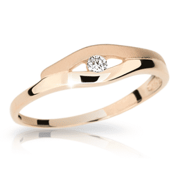 Zlatý prsten DF 1745 z růžového zlata, s briliantem