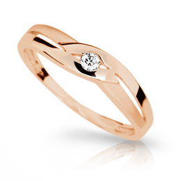 Zlatý dámský prsten DF 1776 z růžového zlata, s briliantem