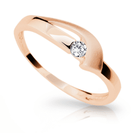 Zlatý prsten DF 1779 z růžového zlata, s briliantem
