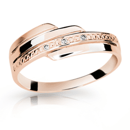 Zlatý prsten DF 1844 z růžového zlata, s briliantem