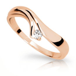 Zlatý dámský prsten DF 1853 z růžového zlata, s briliantem