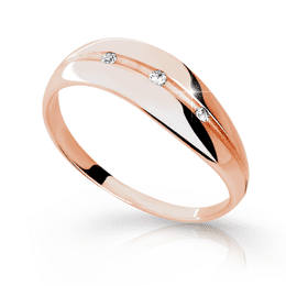 Zlatý dámský prsten DF 1875 z růžového zlata, s briliantem