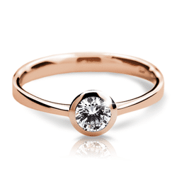 Zlatý zásnubní prsten DF 1883, růžové zlato, s diamantem