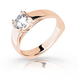 Zlatý zásnubní prsten DF 1888, růžové zlato, s briliantem