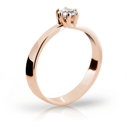 Zlatý zásnubní prsten DF 1903, růžové zlato, s briliantem