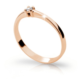 Zlatý zásnubní prsten DF 1904, růžové zlato, s briliantem