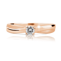 Zlatý zásnubní prsten DF 1906, růžové zlato, s briliantem