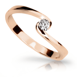 Zlatý zásnubní prsten DF 1934, růžové zlato, s briliantem