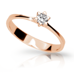 Zlatý zásnubní prsten DF 1953, růžové zlato, s briliantem
