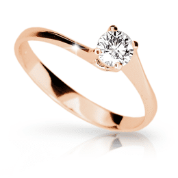 Zlatý zásnubní prsten DF 1957, růžové zlato, s briliantem