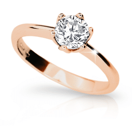 Zlatý zásnubní prsten DF 1959, růžové zlato, s diamantem