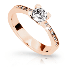 Zlatý zásnubní prsten DF 1961, růžové zlato, s diamantem