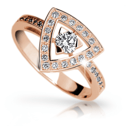 Zlatý zásnubní prsten DF 1970, růžové zlato, s briliantem