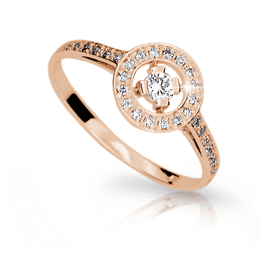 Zlatý zásnubní prsten DF 1990, růžové zlato, s briliantem