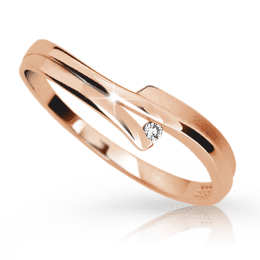 Zlatý dámský prsten DF 2000 z růžového zlata, s briliantem