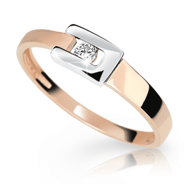 Zlatý dámský prsten DF 2039 z růžového zlata, s briliantem