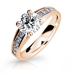 Zlatý zásnubní prsten DF 2088, růžové zlato, s diamantem